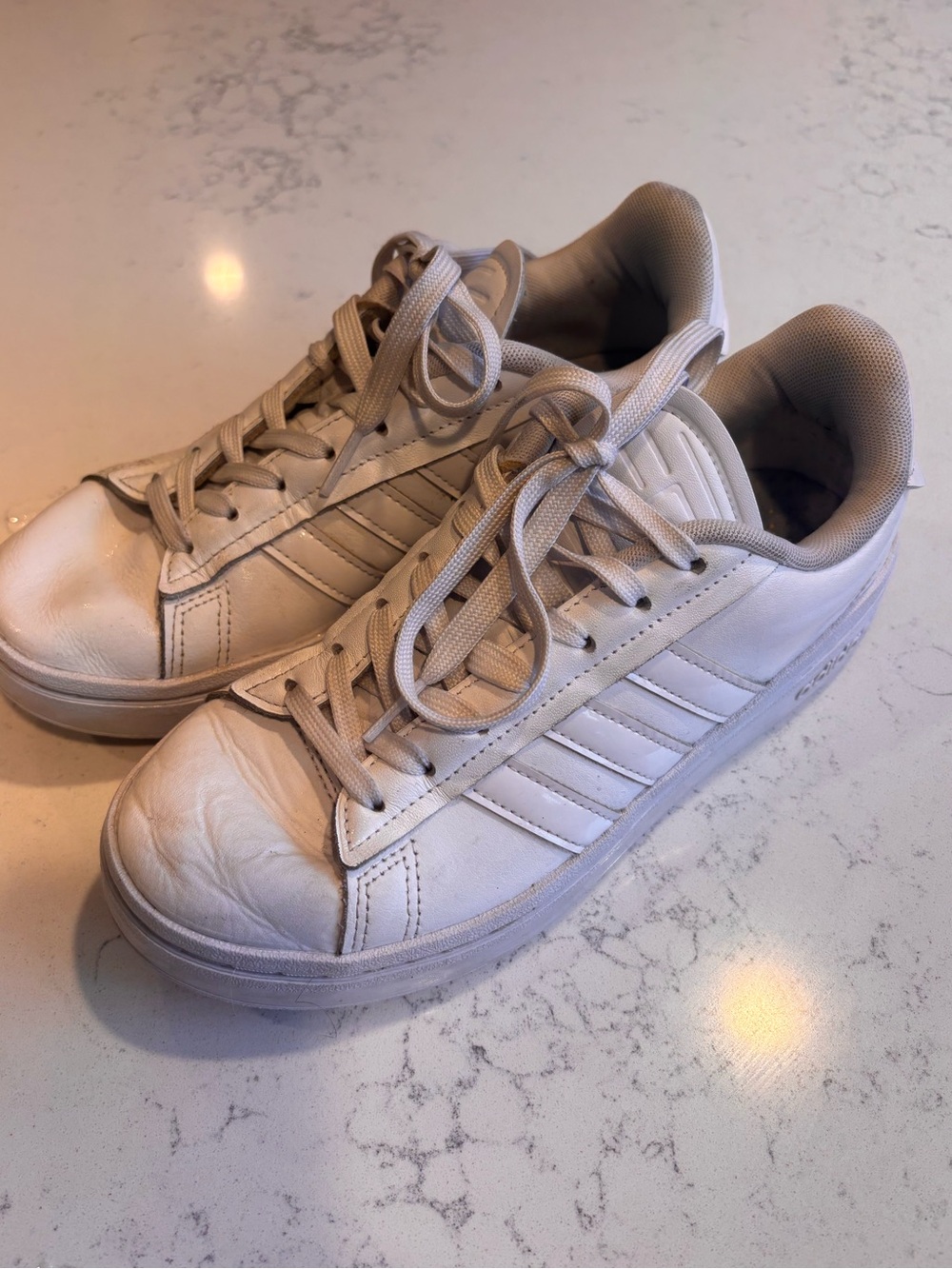 Adidas White Mesh Lace-Up Sneakers, Women’s size 6
